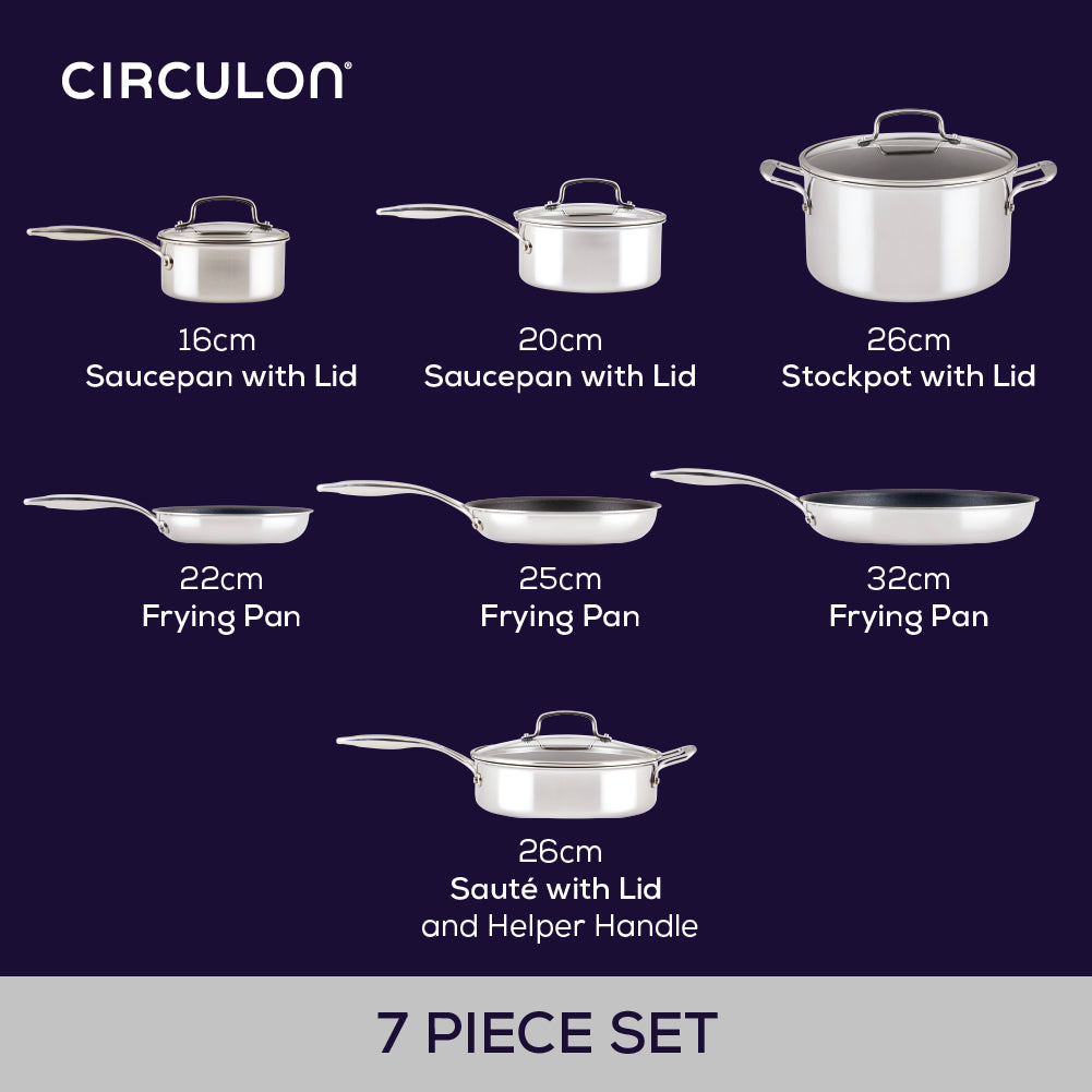 Circulon Stainless Steel Extreme Non-Stick Cookware Set, 11pce