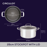 Circulon Stainless Steel Extreme Non-Stick Stockpot, 26cm/7.6L