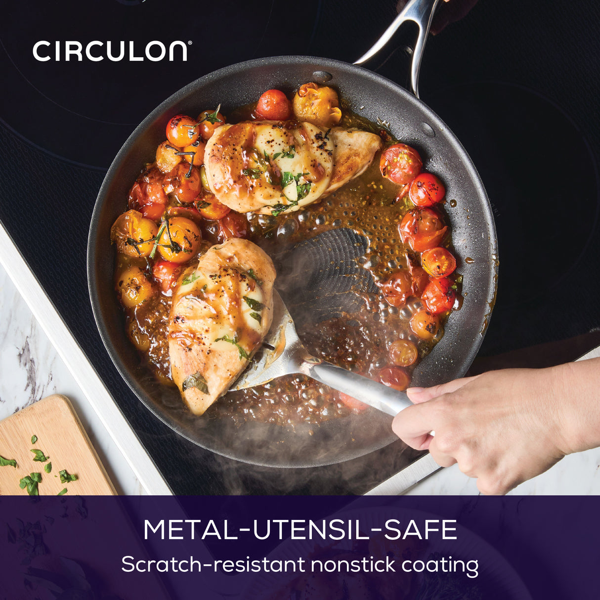 Circulon Stainless Steel Extreme Non-Stick Covered Skillet, 32cm