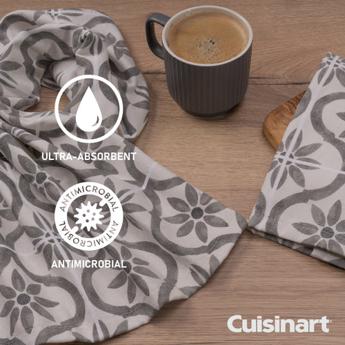 Cuisinart Fouta Tea Towels, 2 Piece Set, Grey Tile