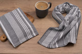 Cuisinart Fouta Tea Towels, 2 Piece Set, Grey Stripes