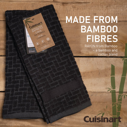Cuisinart Bamboo Tea Towel, 2 Piece Set, Charcoal