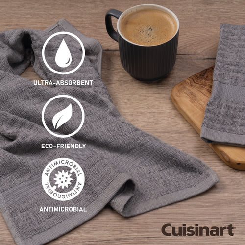Cuisinart Bamboo Tea Towel, 2 Piece Set, Light Grey