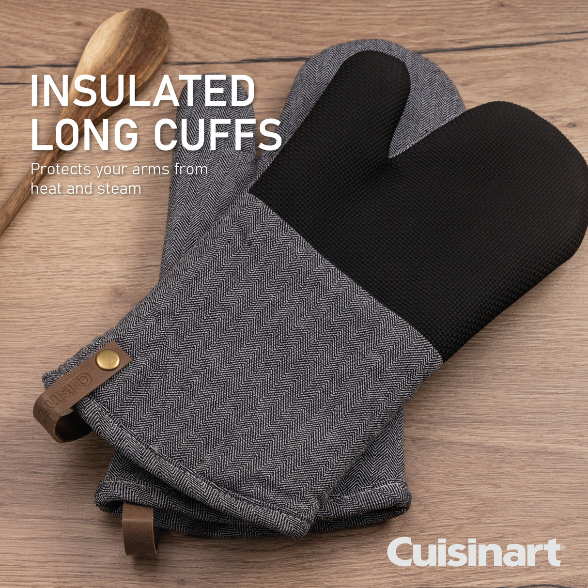 Cuisinart Neoprene Oven Mitts, 2 piece - Herringbone Charcoal