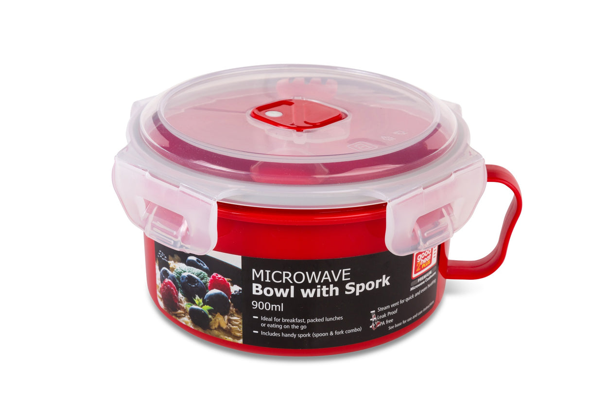 Good2Heat Plus Microwave Cookware Bowl with Spork, 900ml