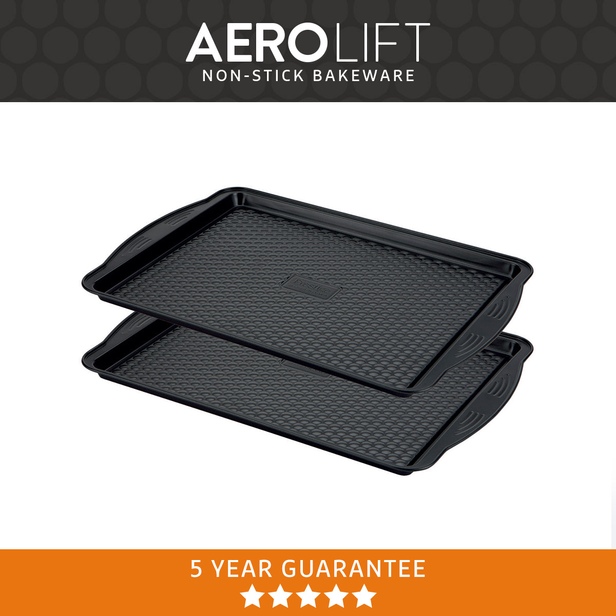 Prestige Aerolift Oven Tray Set Black Steel Twin Pack Large Bakeware - 11 x 15"