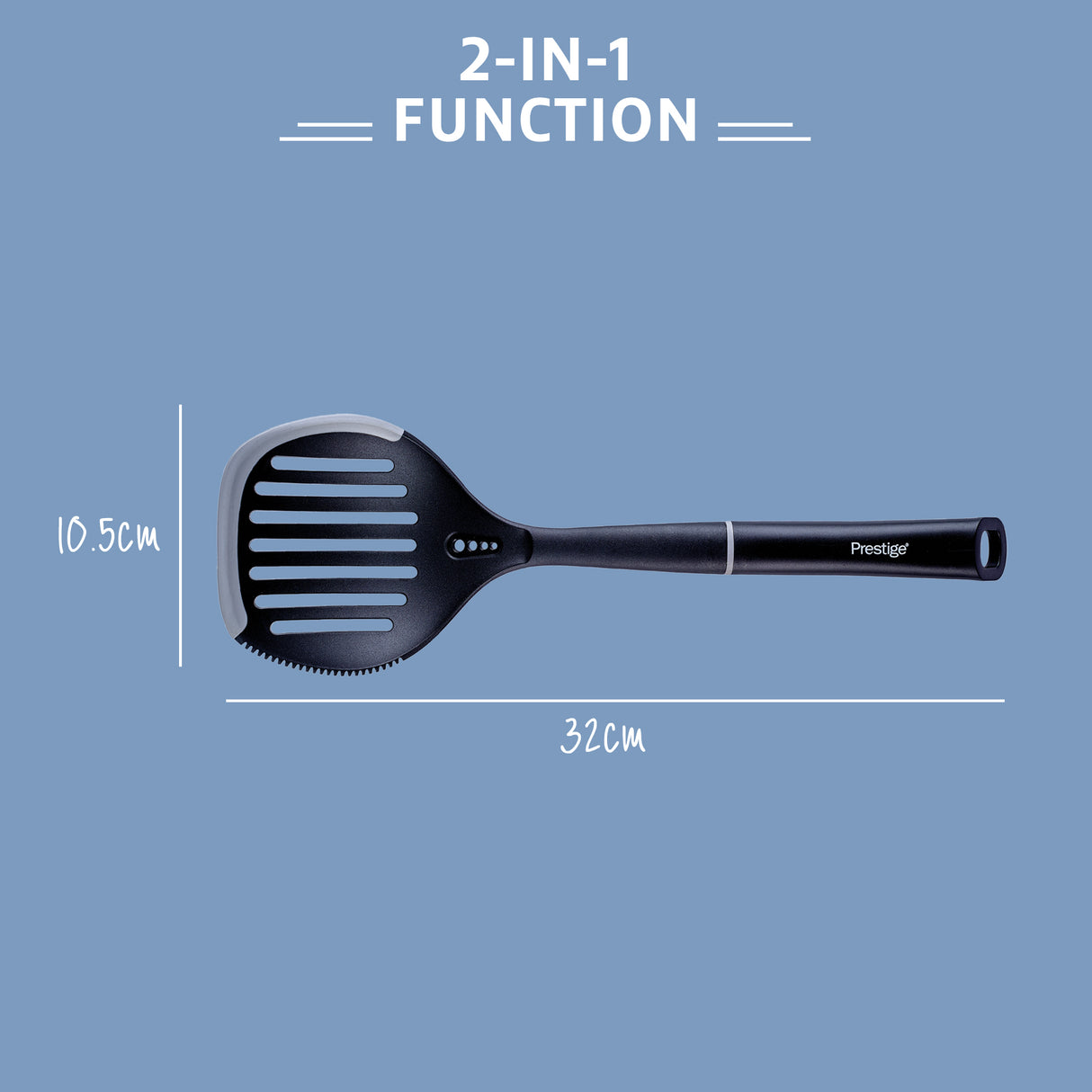 Prestige 2-in-1 Kitchen Utensil - Skimmer with Silicone Edge