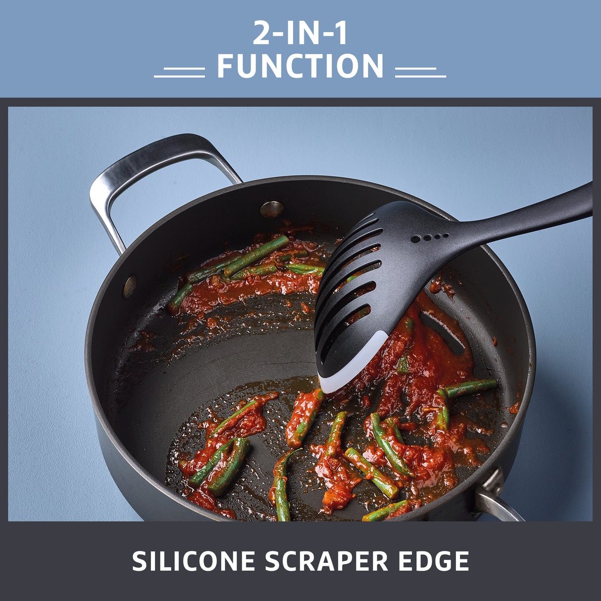 Prestige 2-in-1 Kitchen Utensil - Skimmer with Silicone Edge