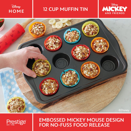 Prestige Disney Muffin Tin Red Non Stick Mould Rectangular Bakeware - 12 Cup