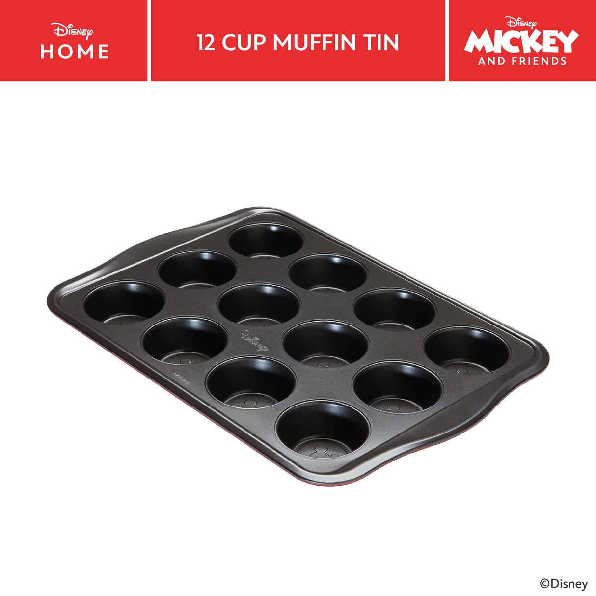 Prestige Disney Muffin Tin Red Non Stick Mould Rectangular Bakeware - 12 Cup