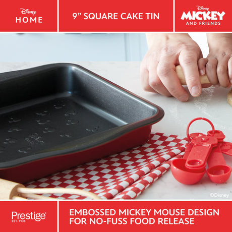 Prestige Disney Cake Tin Red Steel Square Pastry Mould Non Stick Bakeware - 9"