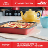 Prestige Disney Cake Tin Red Steel Square Pastry Mould Non Stick Bakeware - 9"