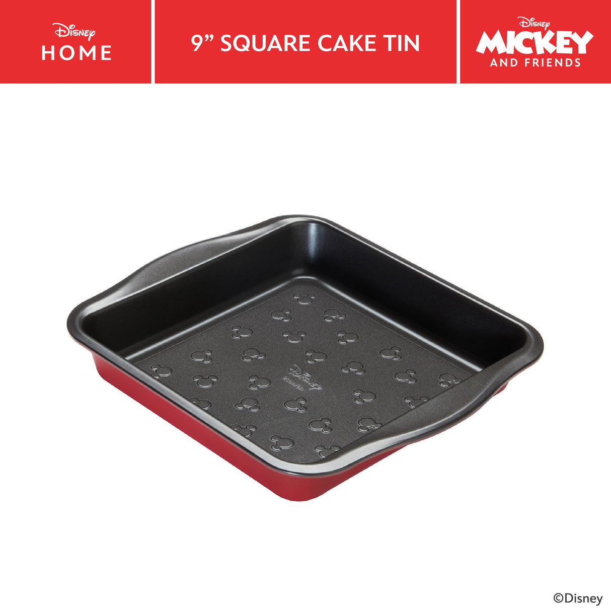 Prestige Disney Cake Tin Red Steel Square Pastry Mould Non Stick Bakeware - 9"