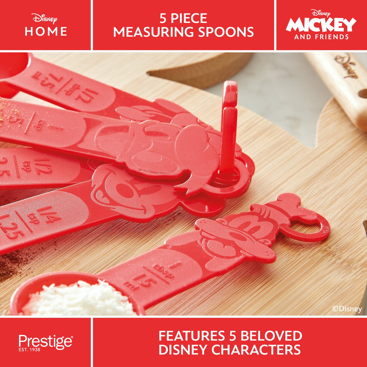 Prestige Disney Measuring Spoons Red Kitchen Tool Non Stick Cooking Utensils