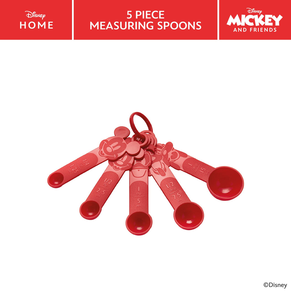 Prestige Disney Measuring Spoons Red Kitchen Tool Non Stick Cooking Utensils