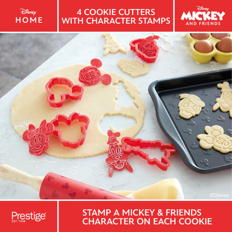 Prestige Disney Cookie Cutters Set in Red Pastry Baking Accessory - Pack of 4