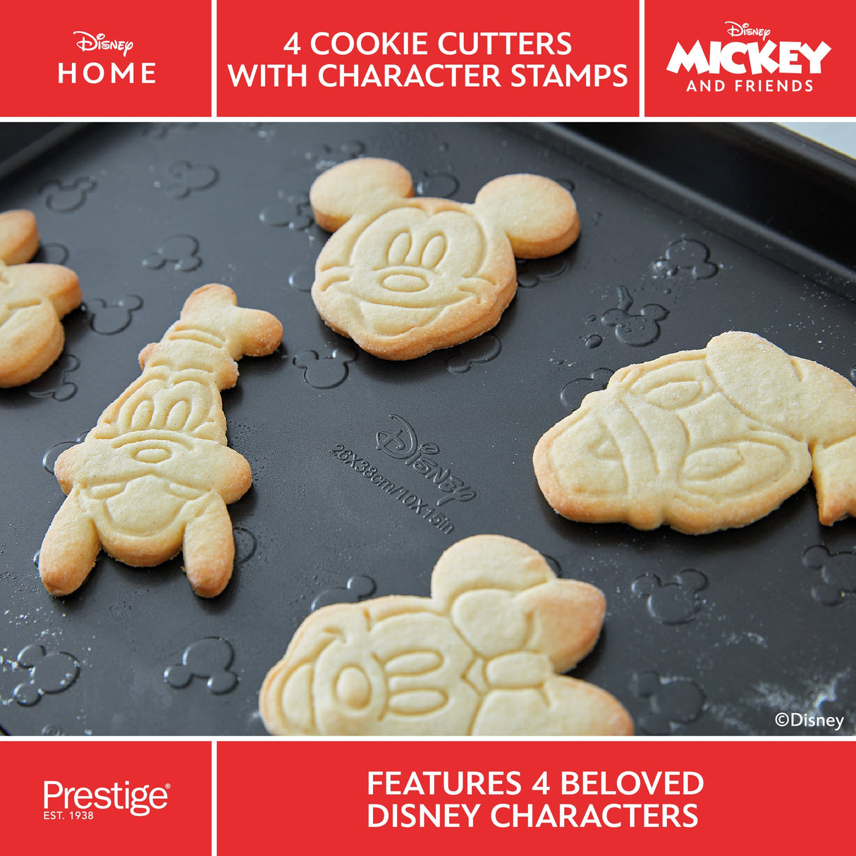 Prestige Disney Cookie Cutters Set in Red Pastry Baking Accessory - Pack of 4