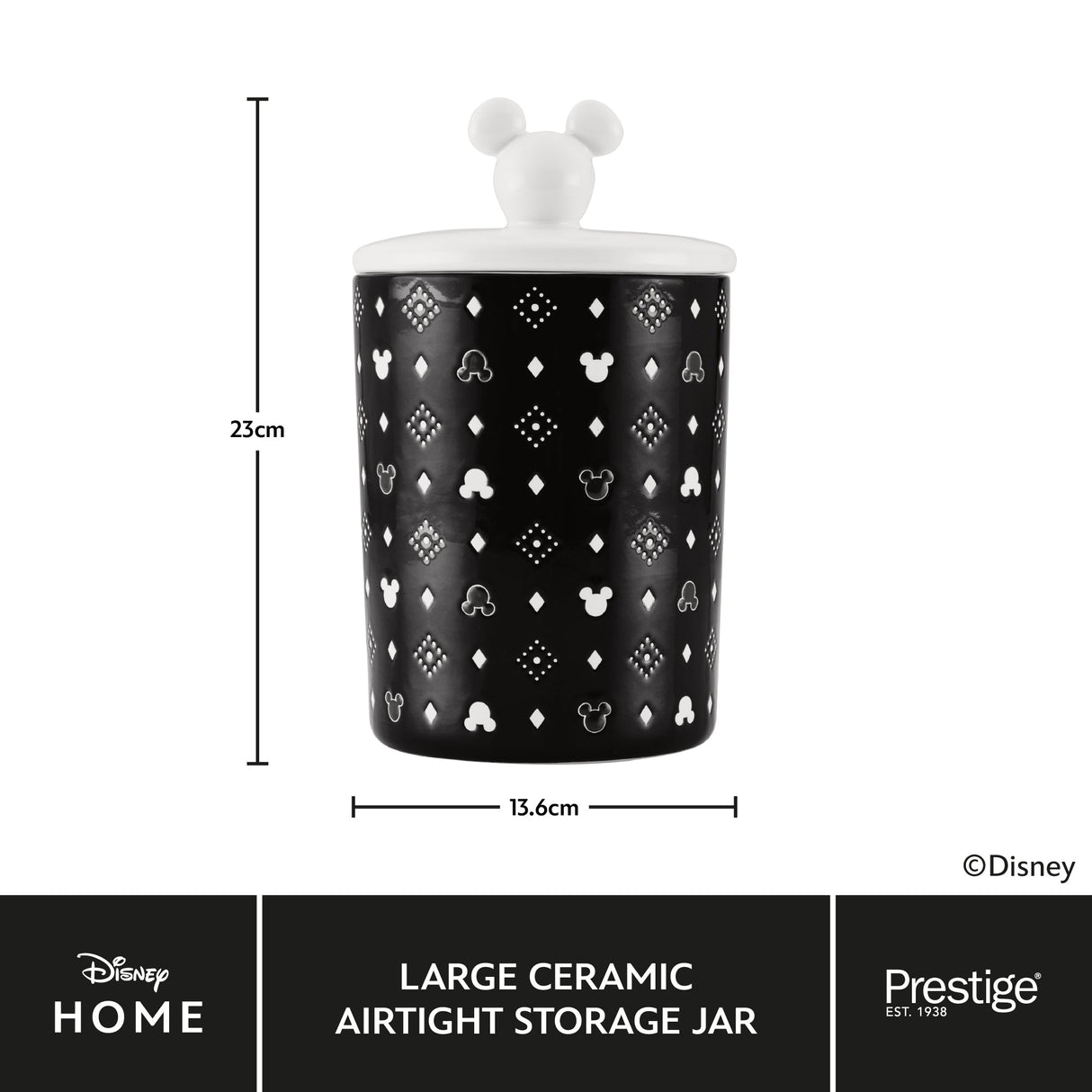 Disney Monochrome Mickey Mouse: Ceramic Airtight Storage Jar - Large