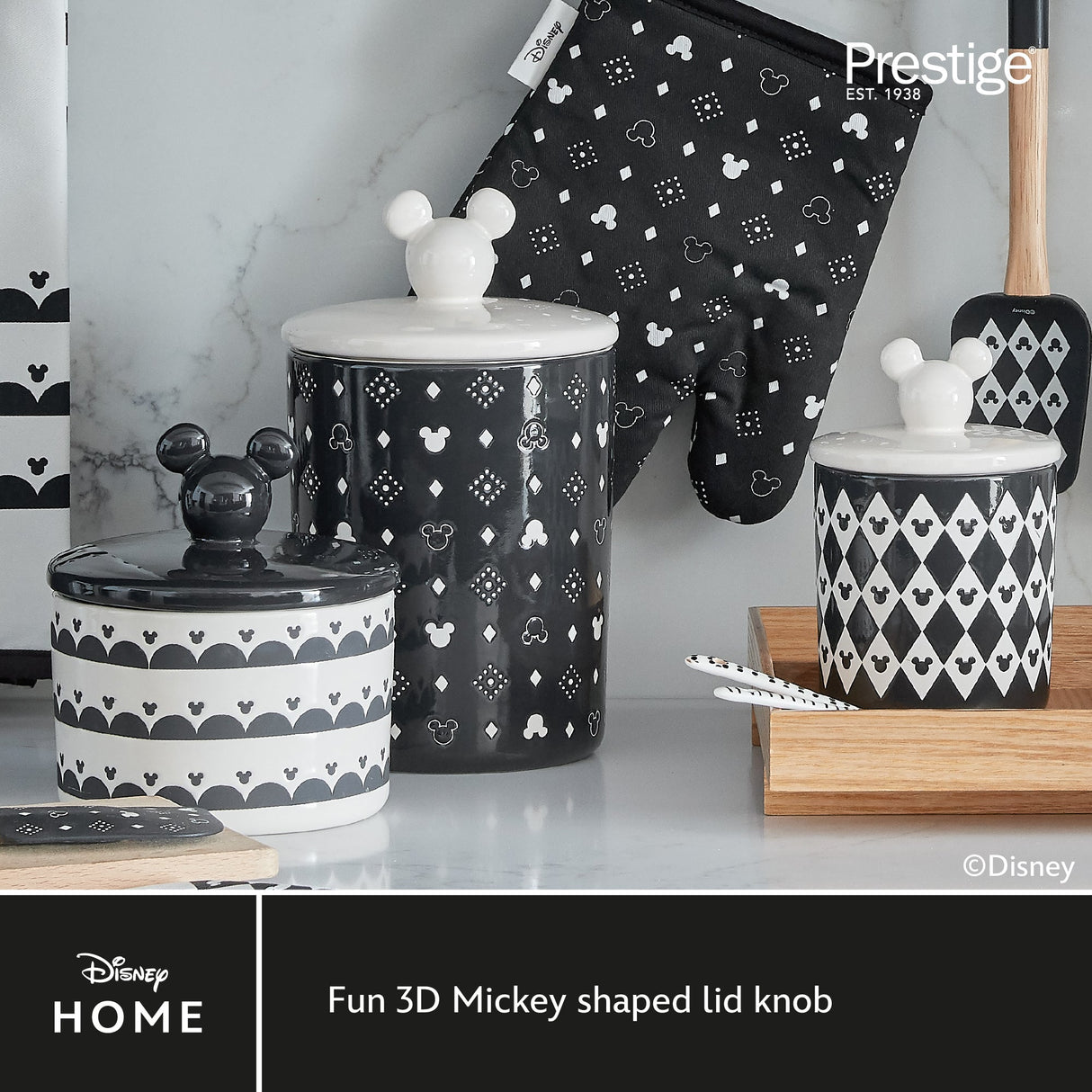 Disney Monochrome Mickey Mouse: Ceramic Airtight Storage Jar - Medium