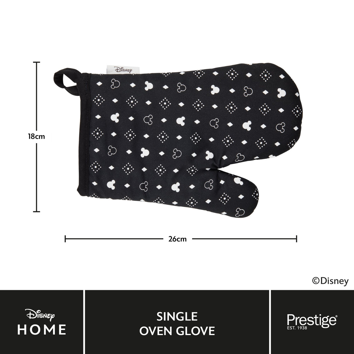 Disney Monochrome Mickey Mouse: Single Oven Glove