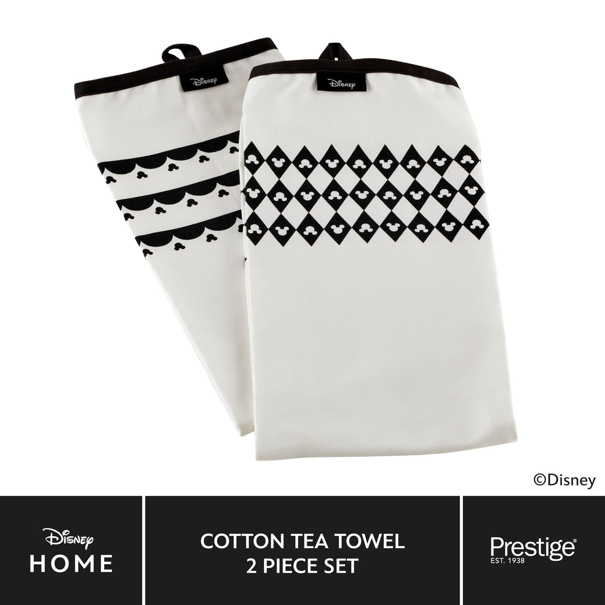 Disney Monochrome Mickey Mouse: Tea Towel Set - 2 Pieces