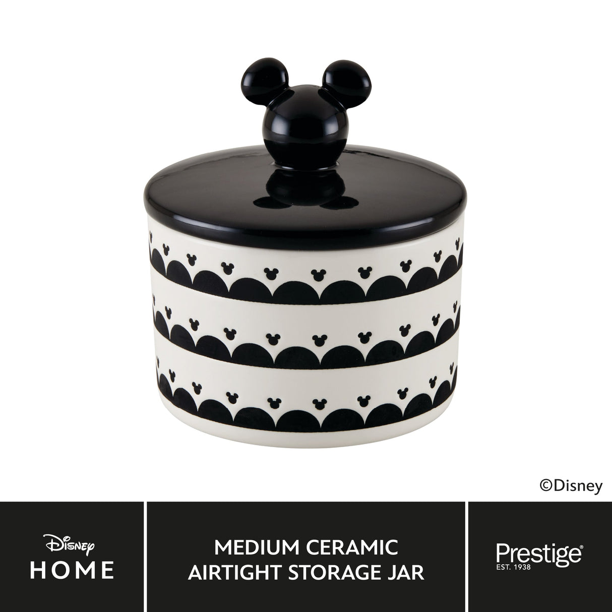 Disney Monochrome Mickey Mouse: Ceramic Airtight Storage Jar - Medium