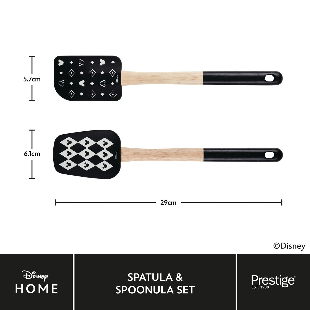 Disney Monochrome Mickey Mouse: Spatula, Spoonula, Silicone Kitchen Utensil Set