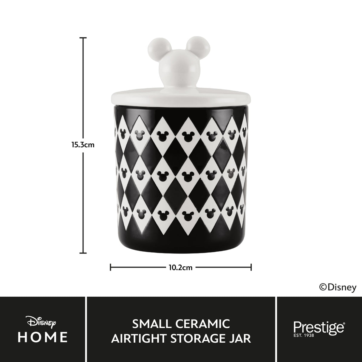 Disney Monochrome Mickey Mouse: Ceramic Airtight Storage Jar - Small