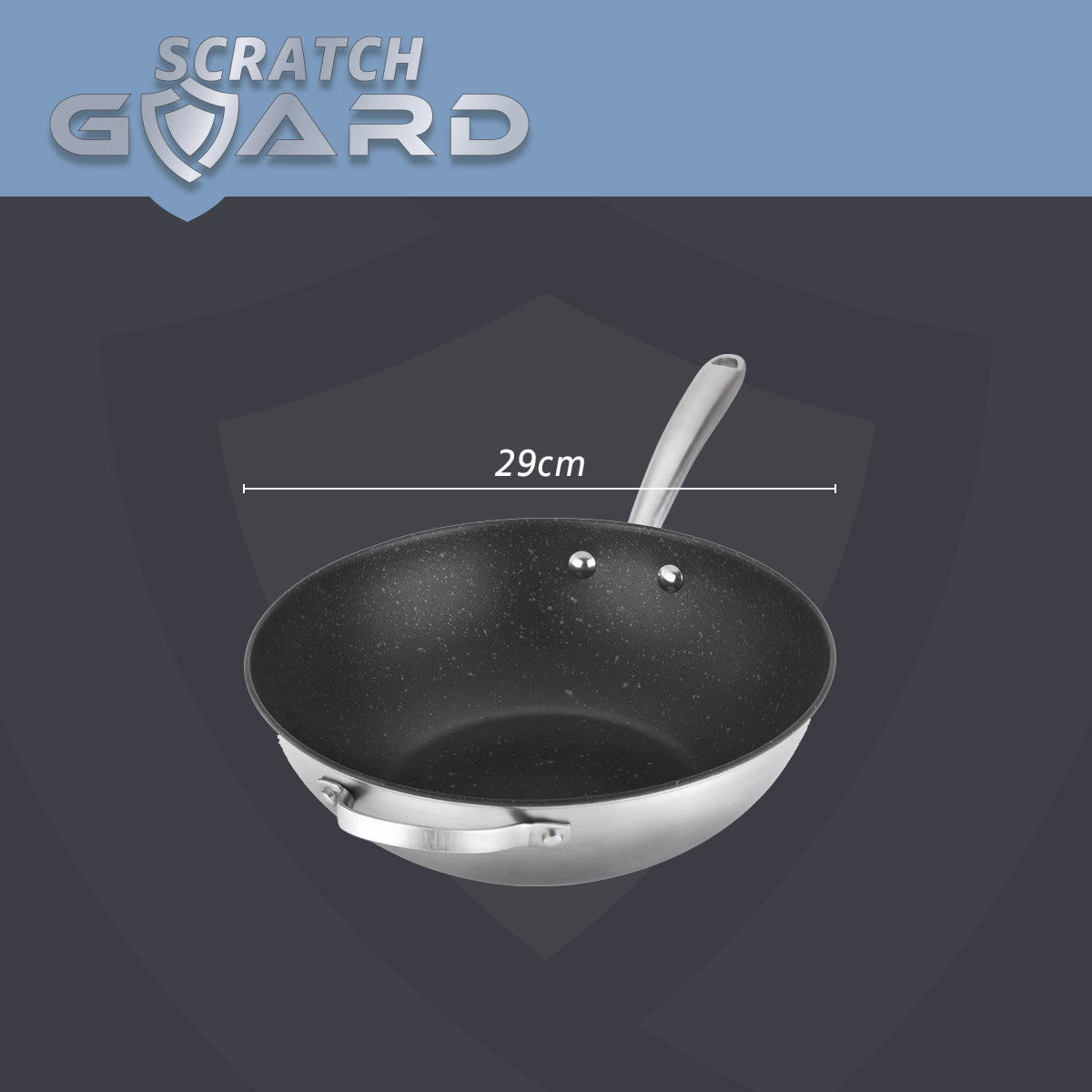 Prestige Scratch Guard Wok Pan Stainless Steel Modern Induction Fry Pan - 29 cm