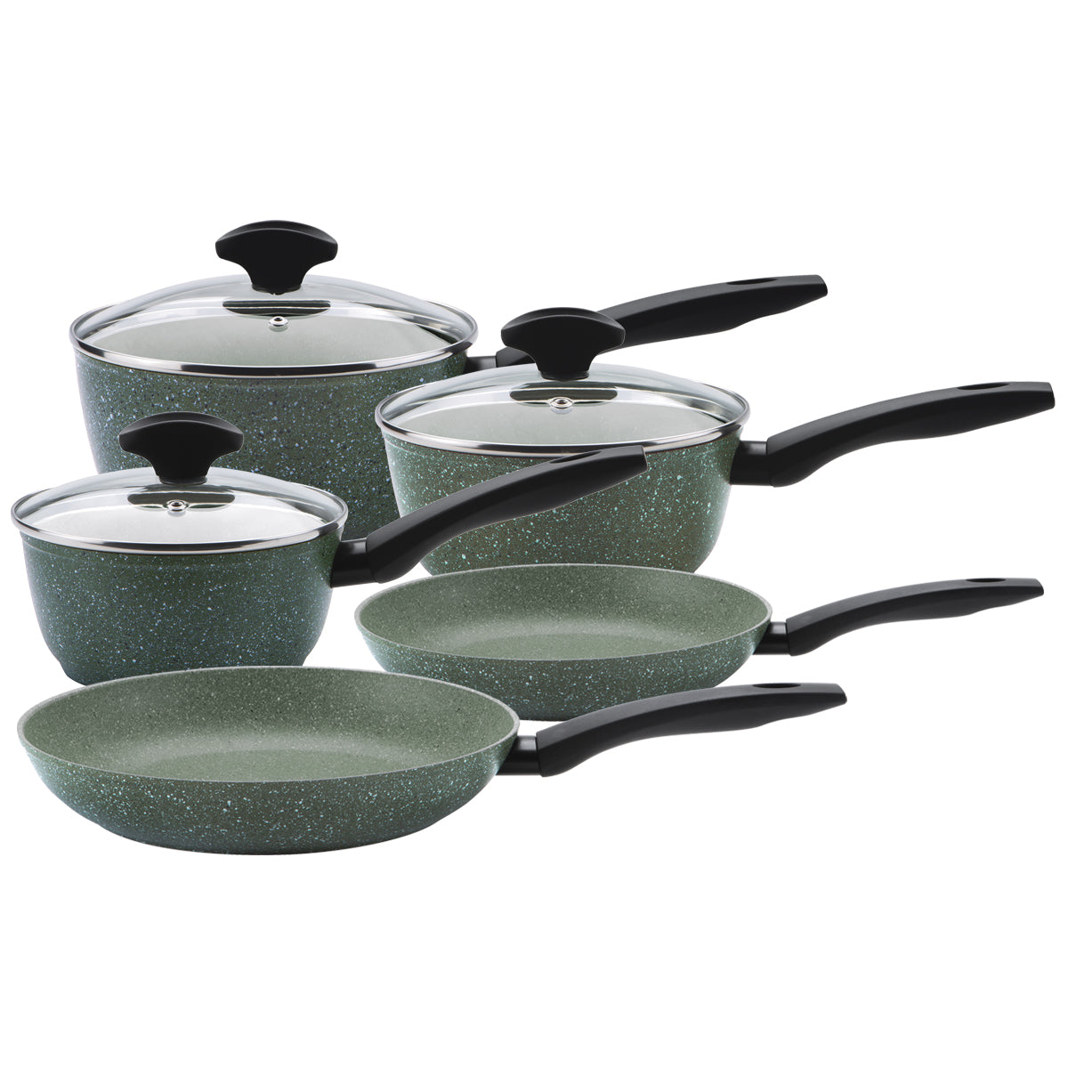 Prestige Eco Non-Stick Saucepan with Lids & Frying Pan Set - 5 Piece