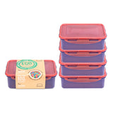 Set of five pink & purple eco food storage containers