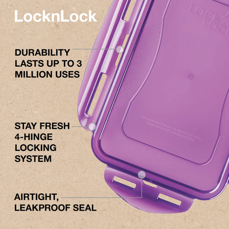 LocknLock Rectangular Eco Food Containers with Lids, 5 x 1L