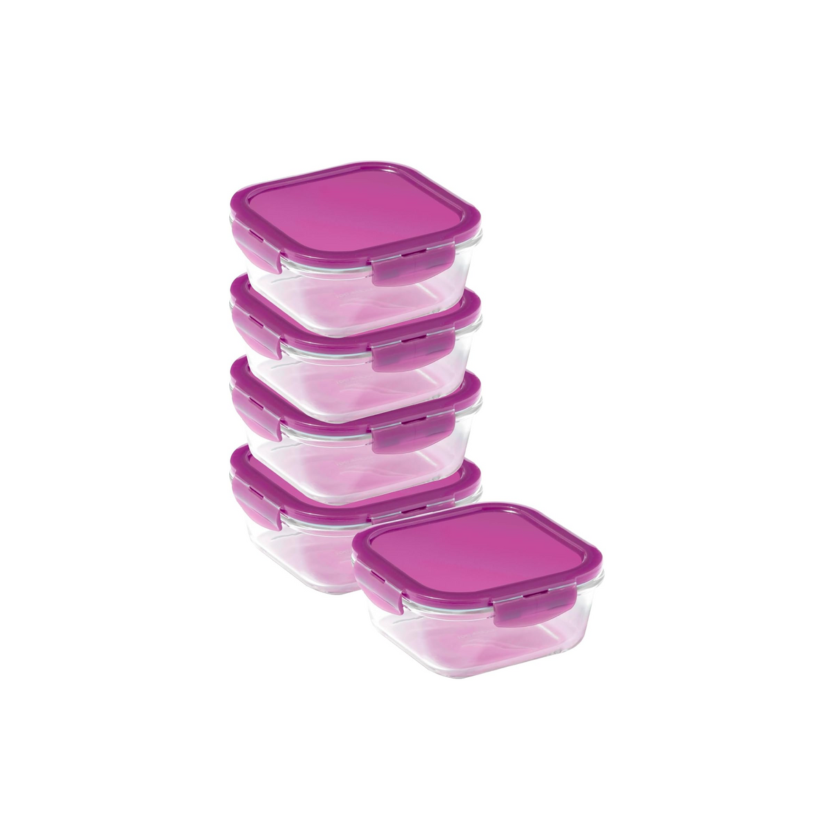 LocknLock Ovenglass Square Food Containers with Lids, 5 x 750ml