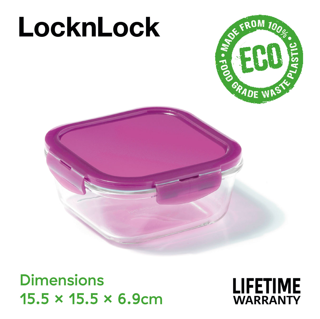 LocknLock Ovenglass Square Food Containers with Lids, 5 x 750ml