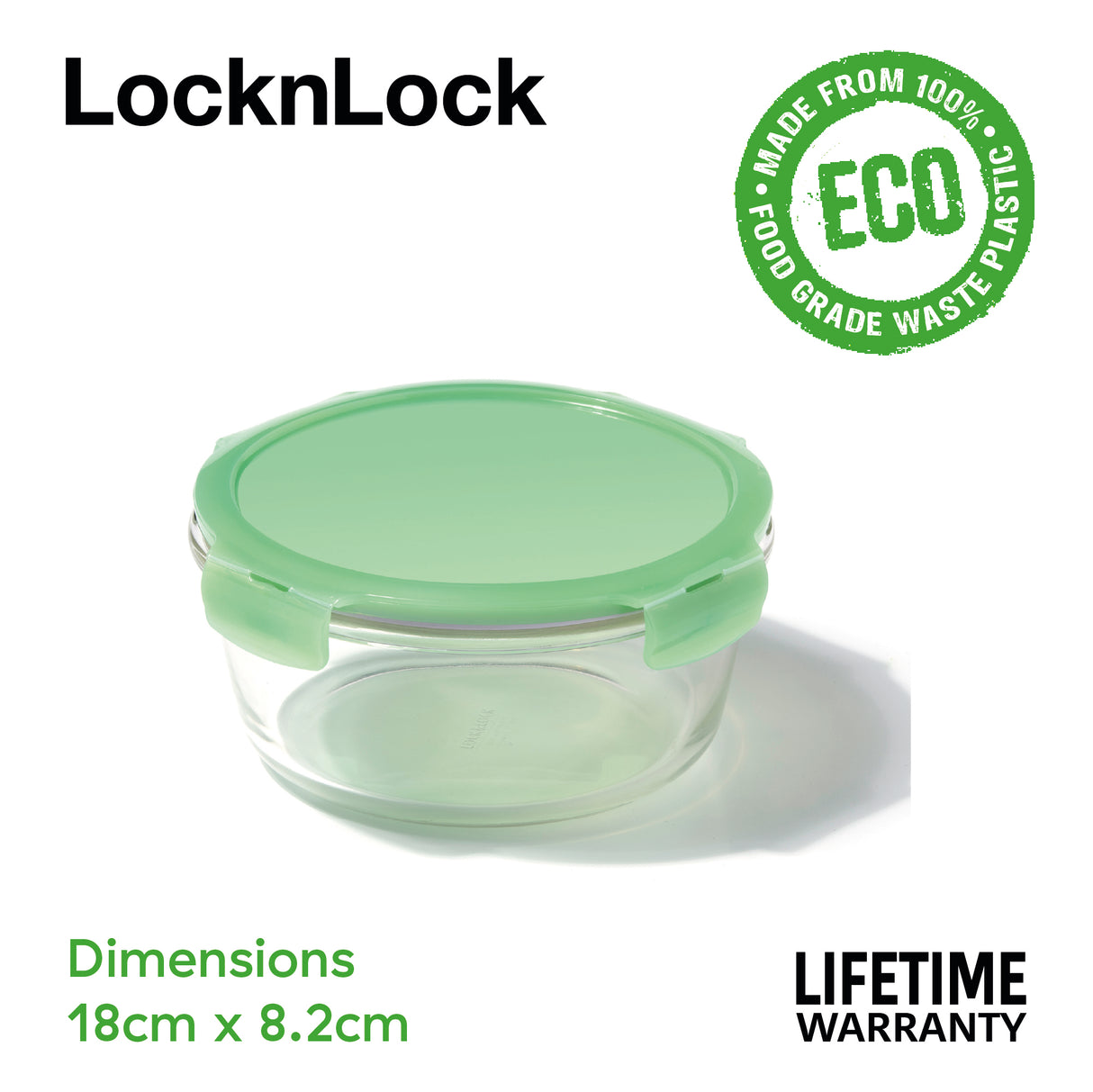 LocknLock Ovenglass Round Food Containers with Lids, 5 x 950ml