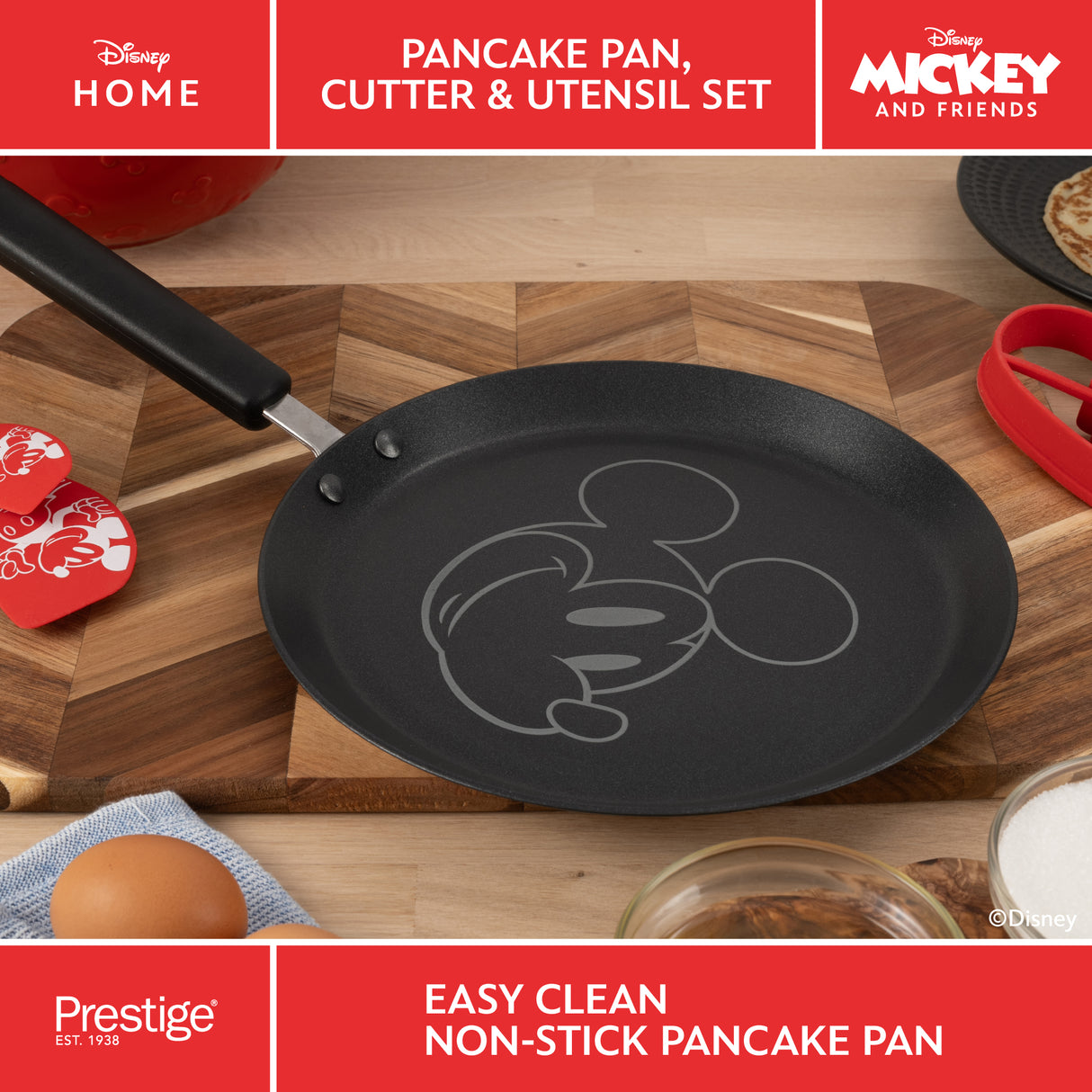 Prestige Disney Non-Stick Pancake Pan, Cutter & Utensil Set