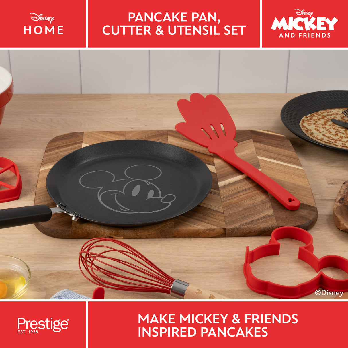 Prestige Disney Non-Stick Pancake Pan, Cutter & Utensil Set