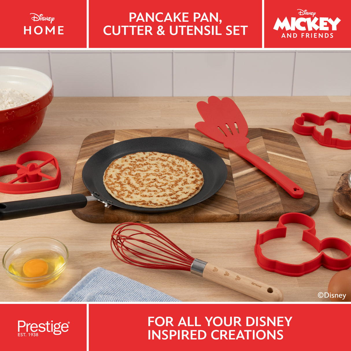 Prestige Disney Non-Stick Pancake Pan, Cutter & Utensil Set