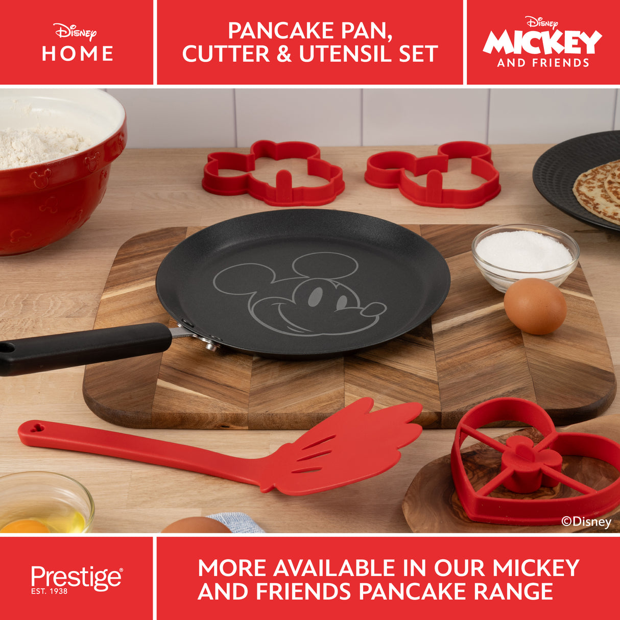 Prestige Disney Non-Stick Pancake Pan, Cutter & Utensil Set