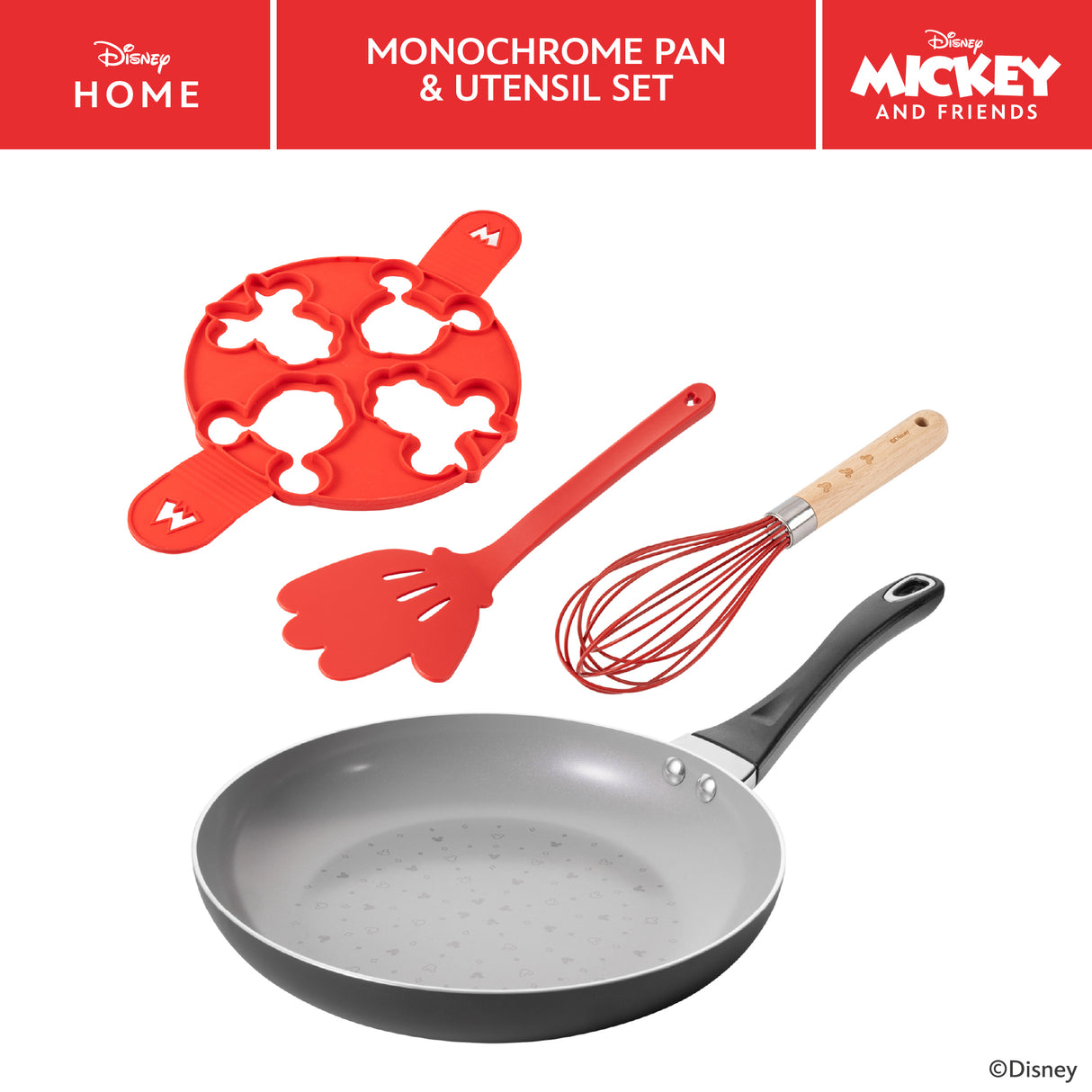 Prestige Disney Monochrome Ceramic Non-Stick Pancake Pan & Utensil Set