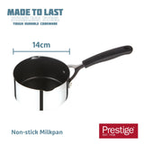 Prestige Made to Last Milk Pan in Stainless Steel - Non Stick - 14 cm / 0.9 L