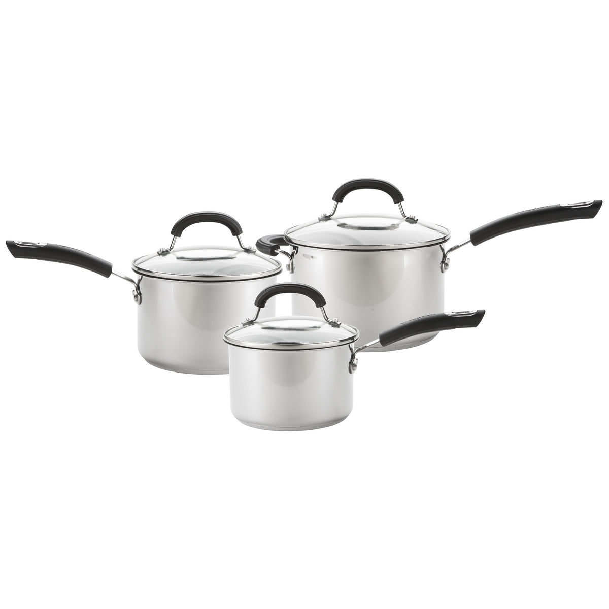 Circulon Total Stainless Steel Non-Stick Saucepan & Lid Set - 3 Pieces