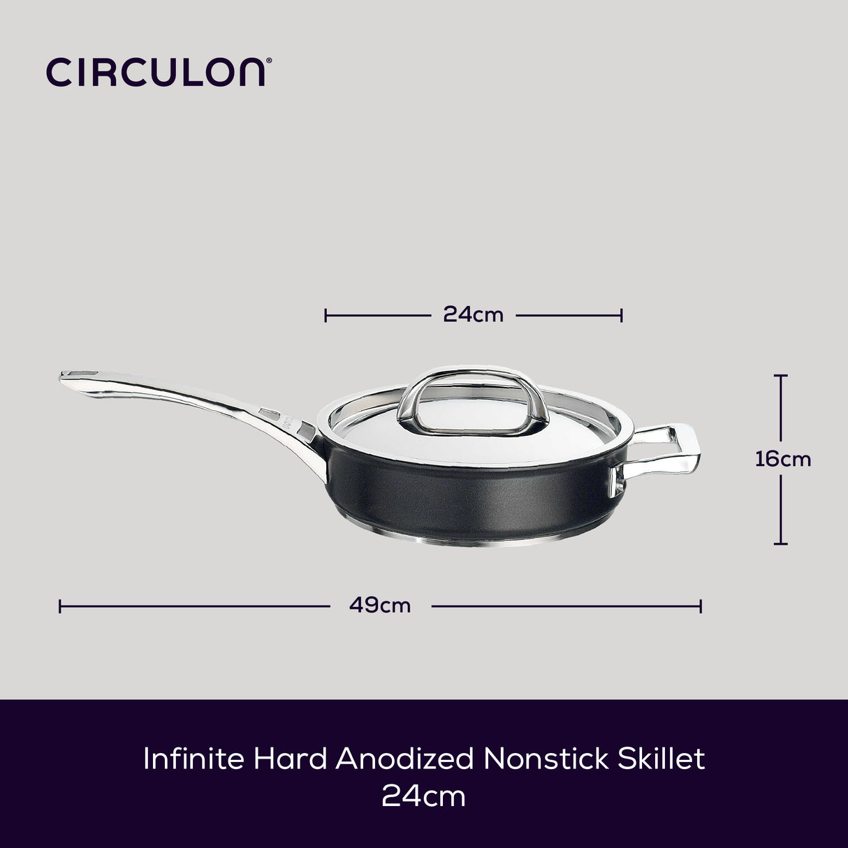 Circulon Infinite 24cm Non Stick Saute Pan With Lid Dishwasher Safe Easy Clean