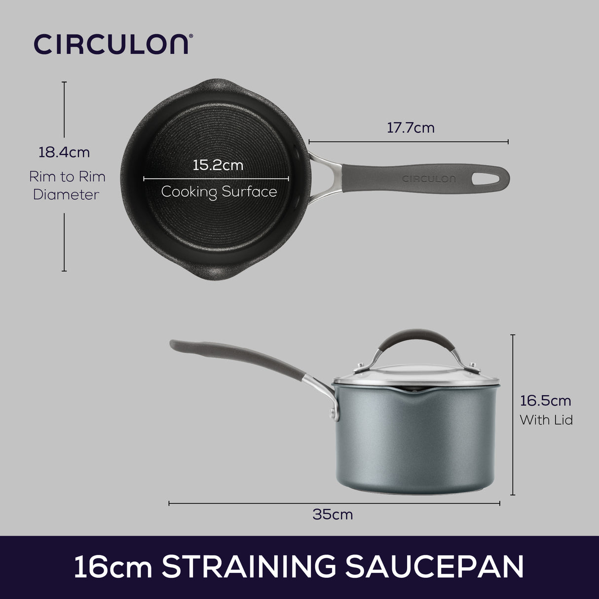 Circulon Extreme Non-Stick Straining Saucepan & Lid - 16cm