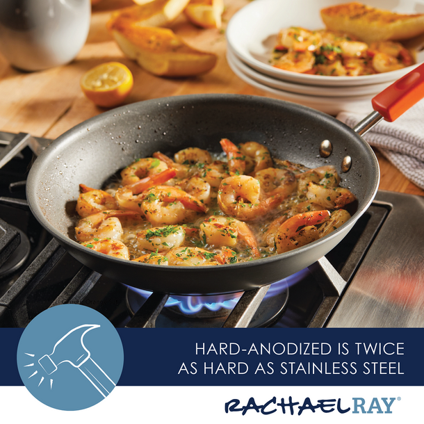 Rachael Ray: Classic Non-Stick Brights Frying Pan, Saucepan, Sauté Pan & Lid Set - 6 Pieces