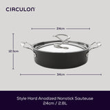 Circulon Style Hard Anodised Sauteuse, 24cm/2.8L