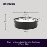 Circulon Style Hard Anodised Sauteuse, 27cm/3.8L
