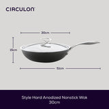 Circulon Style Hard Anodised Stirfry with Lid, 30cm