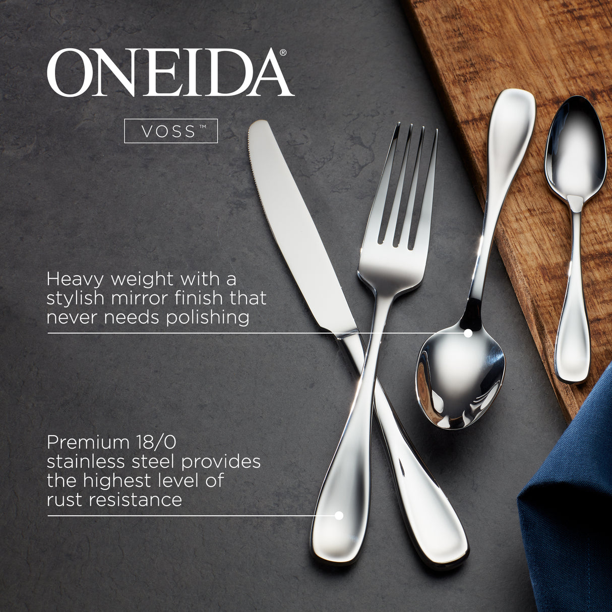 ONEIDA Voss Cutlery - 24 Piece Dinner Set for Six