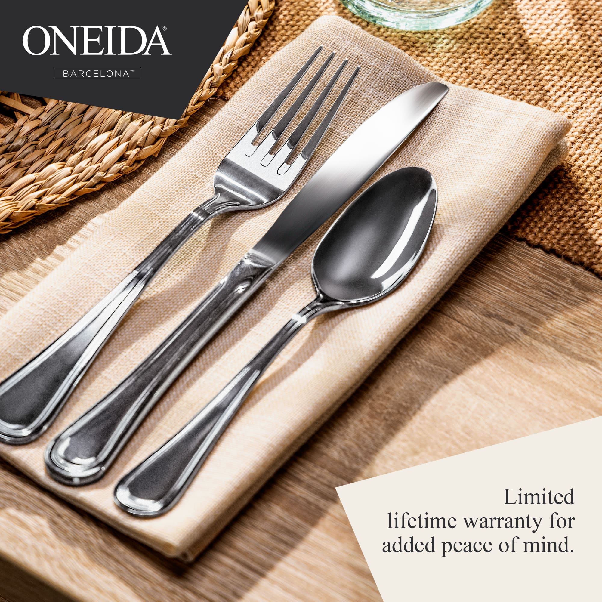 【Oneida】 メロンフォルムのティーサービス 4点 ONEIDA Barcelona Cutlery Set 16 Piece | Dishwasher Safe